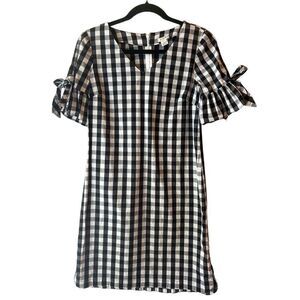 J.Crew Women's Gingham Tie Sleeve Dress XXS Picnic Minimalist French Cottagecore